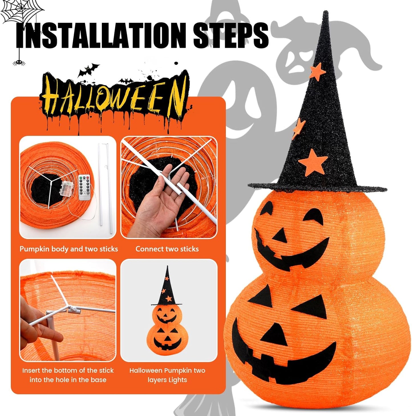 Light Up Your Halloween: 3ft Collapsible LED Jack-o'-Lantern